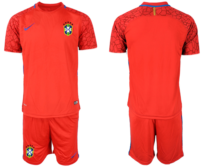 Men 2020-2021 Season National team Brazil goalkeeper red Soccer Jersey1->brazil jersey->Soccer Country Jersey